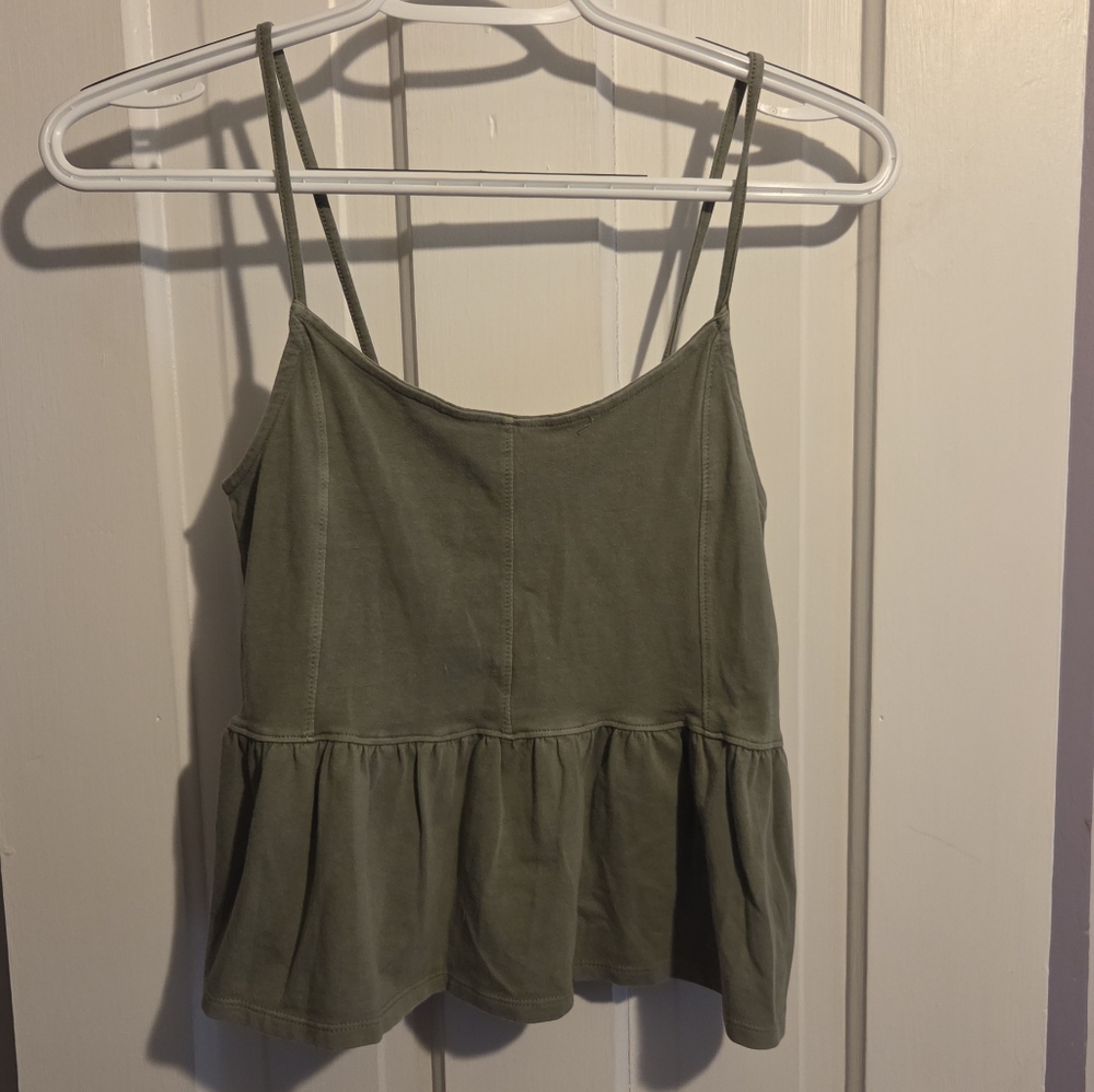 American Eagle Outfitters Olive Green Peplum Cami